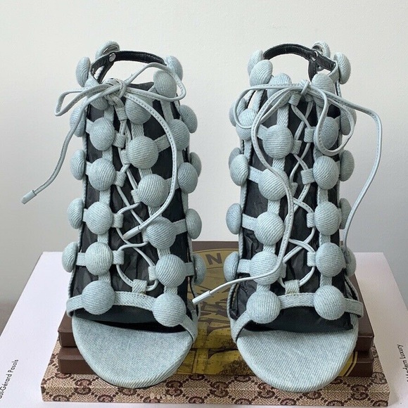 NWT Alexander Wang Denim Rubie Cage Sandals - Picture 4 of 7